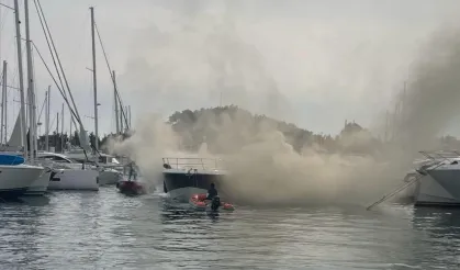 Muğla'da yat yangını! Acil Müdahale Tekneleri görev başında