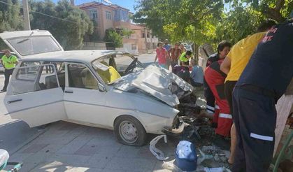 Direk ile araç arasında kaldı, bacağı koptu